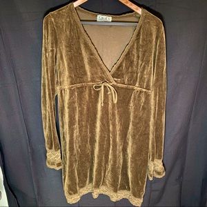 Juicy Couture Green Velour Long Sleeve Dress